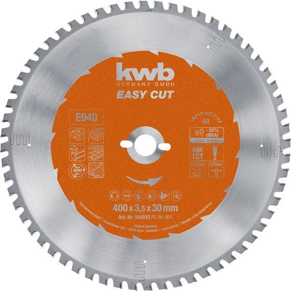 KWB PROFESSIONAL EASY CUT TCT  400 x 30 x 2,5 mm  fogak: 60     49594033