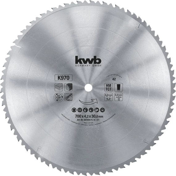 KWB PROFI TCT fűrészlap  700 x 30 x 3,2 mm  fogak: 42