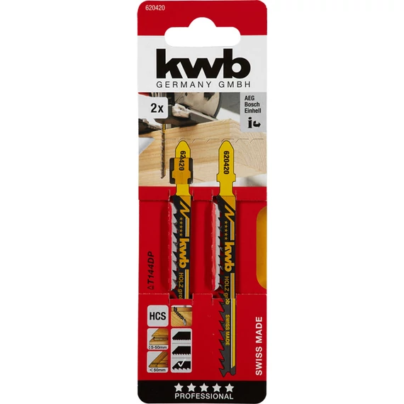 KWB PROFI HCS JIGSAW BLADE szúrófűrészlap 2 db fog távolság: 4,0 mm  100/75 mm   durva egyenes vágás    49620420