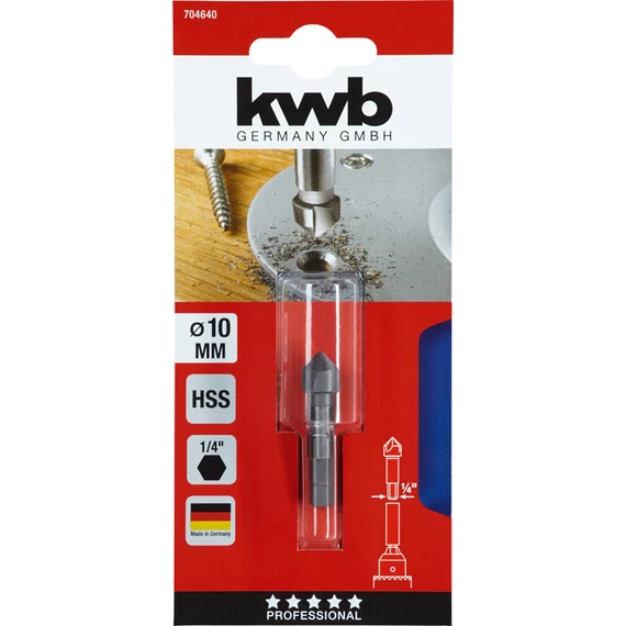 KWB PROFESSIONAL HSS COUNTERSINK  hexagon befogású kúpsüllyesztő   10 x 8 mm   49704640