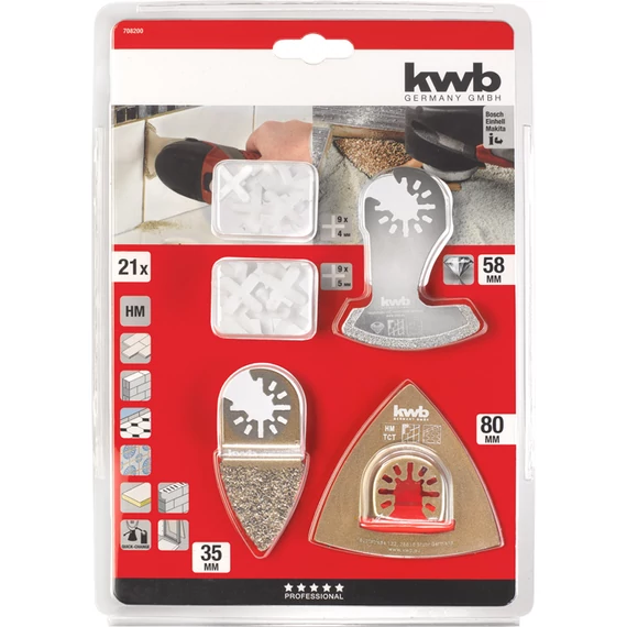 KWB PROFI DIAMOND, TCG TILE REPAIR BLADE KIT multi-szerszám csiszoló és vágópenge klt. 21 db   49708200