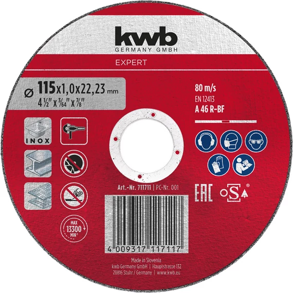 KWB EXPERT CUTTING DISC EXTRA THIN FOR METAL
115 x 22,23 x 1,0 mm