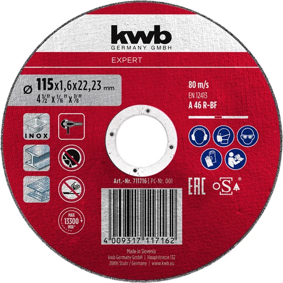 KWB EXPERT CUTTING DISC THIN FOR METAL
115 x 22,23 x 1,6 mm
