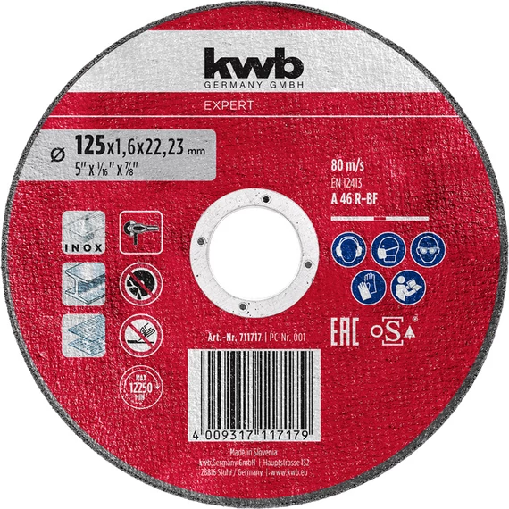 KWB EXPERT CUTTING DISC THIN FOR METAL
125 x 22,23 x 1,6 mm