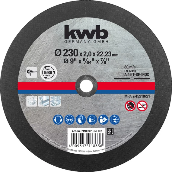 KWB CLASSIC EXTRA THIN-CUT CUTTING DISC for INOX
230 x 22,23 x 1,9 mm