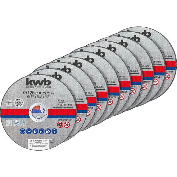 KWB CLASSIC EXTRA THIN-CUT CUTTING DISC for INOX
125 x 22,23 x 1,0 mm 10 db/alu.doboz