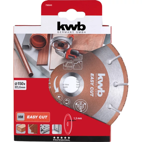 KWB EXPERT EASY CUT TCT CARBIDE EXTRA TIHIN UNIVERSAL CUTTING DISC with SEGMENTED RIM univerzális vágótárcsa  230 x 22,23 x 1,8 mm    49790740