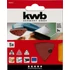Kép 1/3 - KWB EXPERT ABRASIVE QUICK-STICK ALUMINIUM OXIDE SANDING TRIANGLES for WOOD and METAL tépőzáras delta csiszolólap 5 db  93 mm  G120    49492812