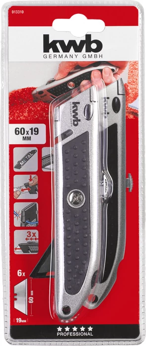 KWB PROFI TRAPEZOID BLADE SAFETY KNIFE WITH CORD CUTTER   fémházas trapéz prngés kés    49013310