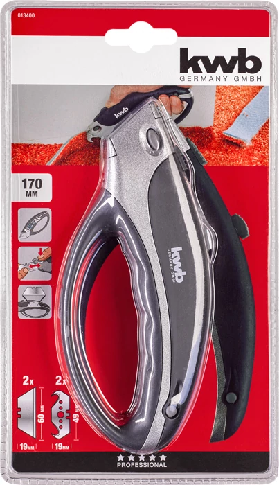  KWB PROFESSIONAL TRAPEZOID BLADE CARPET KNIFE WITH CLOSED HANDLE  fémházas szőnyeg vágó kés kézvédő markolattal    49013400