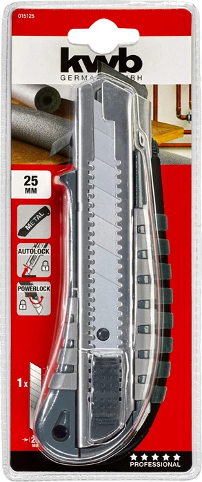 KWB PROFESSIONAL SNAP OFF BLADE KNIFE WITH AUTO-LOCK FUNCTION  ipari fémházas tapétavágó kés  25 mm   49015125