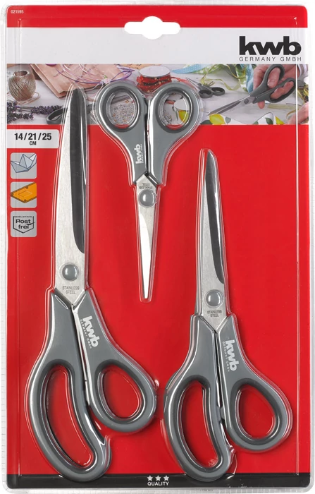 KWB CLASSIC HOBBY SCISSORS SET INOX   univerzális olló klt. 3 db 1 x 140 mm  1 x 210 mm  1 x 250 mm      49021595