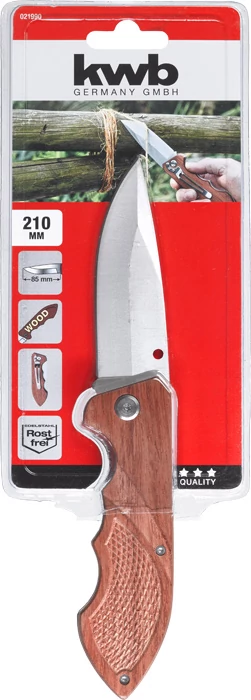 KWB CLASSIC SMALL SWITCHBLADE HUNTING KNIFE WITH WOODEN HANDLE   vadászkés    penge: 85 mm  160mm      49021990