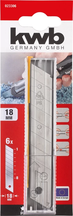 KWB PROFESSIONAL SNAP-OFF BLADES SET8 pengeszegmenses vágópenge 18 mm   6 db    49023306