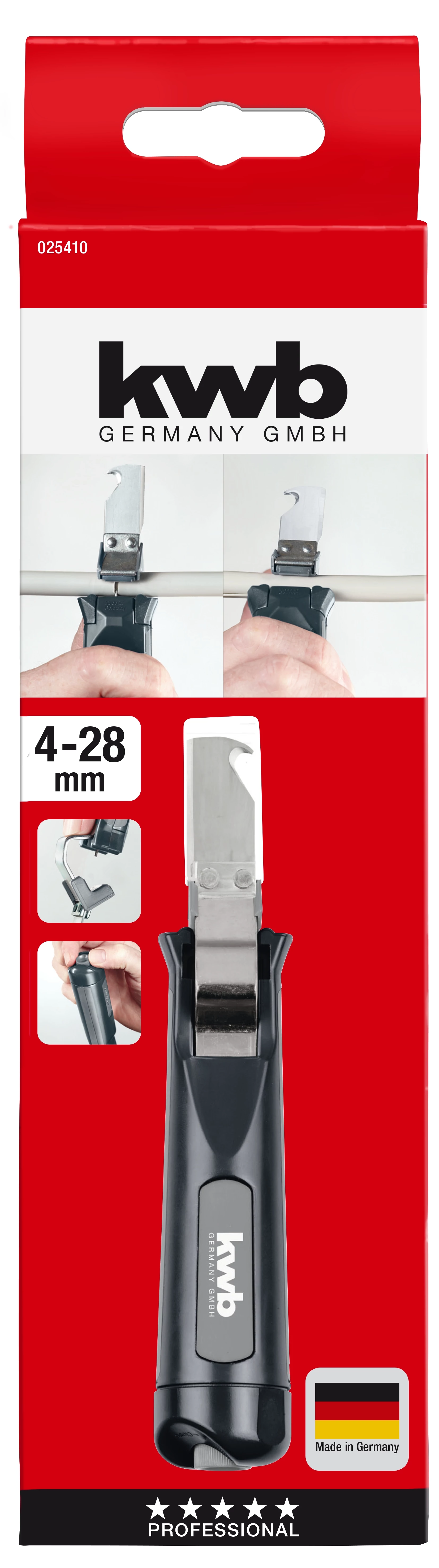 KWB KWB PROFESSIONAL CABLE STRIPPER WITH HOOK BLADE ütés- törésálló műanyagból készült kábel blankoló  4-28 mm   49025410