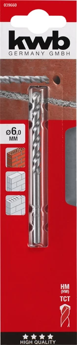 KWB EXPERT HM, TCT MASONRY DRILL BIT hengeres befogású közetfúró   100/60 x 6,0 mm  49039660