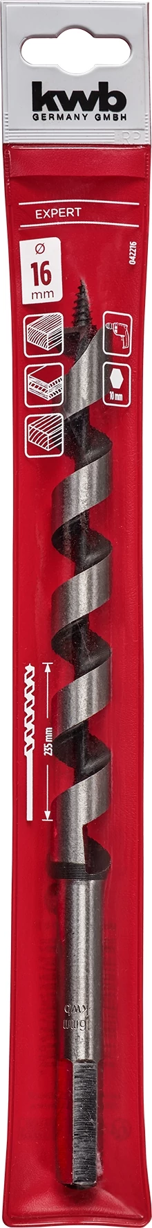 KWB EXPERT CrV AUGER DRILL BIT hatlap befogású auger fúrószár  235/160 x 16.0 mm  490422016