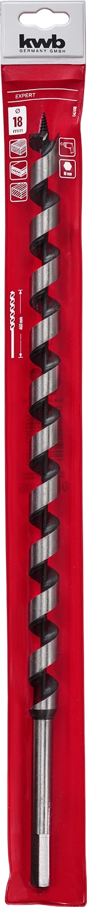 KWB EXPERT CrV LONG AUGER DRILL BIT   hatlap befogású auger fúrószár  460/390 x 18.0 mm  49042418