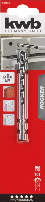 KWBEXPERT HM, TCT ROCKER® CONCRETE AND MASONRY DRILL BIT hengeres kőzetfúrószár  100/60 x 6,0 mm   49044660