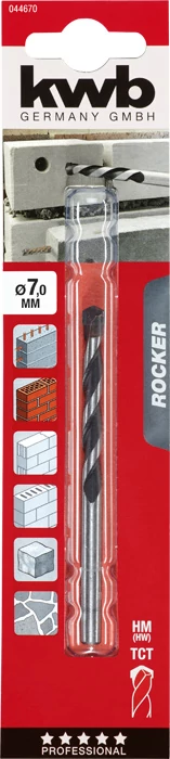 KWB EXPERT HM, TCT ROCKER® CONCRETE AND MASONRY DRILL BIT hengeres kőzetfúrószár  100/60 x 7,0 mm   49044670