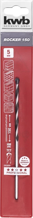KWB EXPERT HM, TCT ROCKER® LONG CONCRETE AND MASONRY DRILL BIT hengeres kőzetfúrószár  150/110 x 5,0 mm   49045050