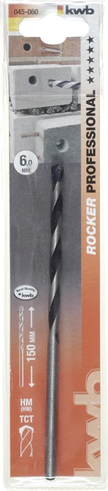 KWB EXPERT HM, TCT ROCKER® LONG CONCRETE AND MASONRY DRILL BIT hengeres kőzetfúrószár  150/110 x 6,0 mm   49045060