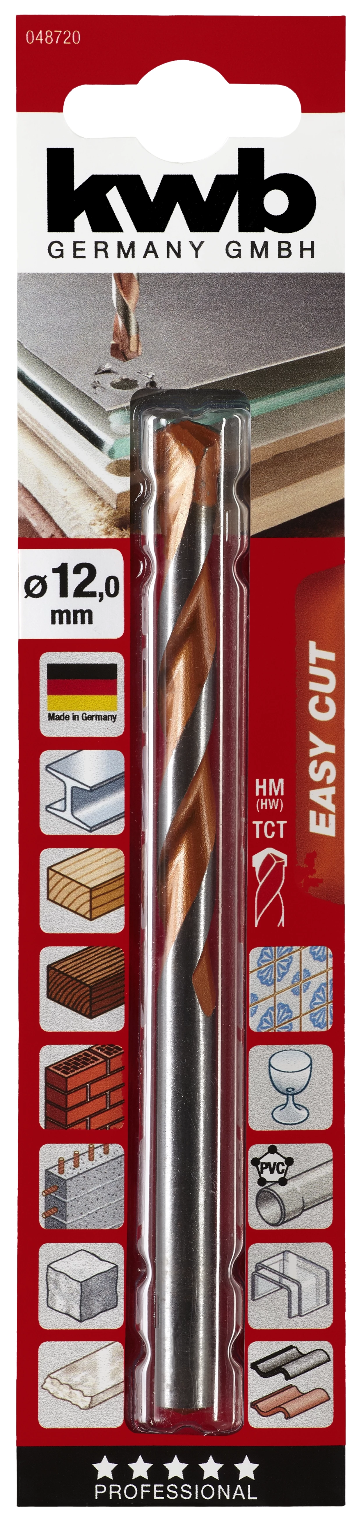 KWB PROFESSIONAL TCT EASY CUT MULTI-MATERIAL DRILL BIT  hengeres befogású multi-material fúrószár   150/90 x 12.0 mm  49048720