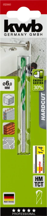 KWB PROFESSIONAL AKKU TOP ENERGY SAVING 30% HARDCUT GRANITE DRILL BIT  hengeres befogású gránitfúrószár     100/60 x 6.0 mm   49052660