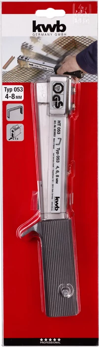 KWB PROFESSIONAL HAMMER TACKER HT 053 tűzőkalapács kapocs: Type 053  4-8 mm   tárkapacitás: 200 kapocs  49053053