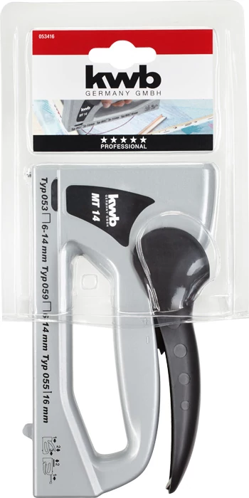 KWB PROFESSIONAL INDUSTRIAL HAND TACKER PROFI TACK MT 14 N kézi tűzőgép, kapocs: Type 053  4-16 mm   szeg: Type 055  16 mm-ig  49053416