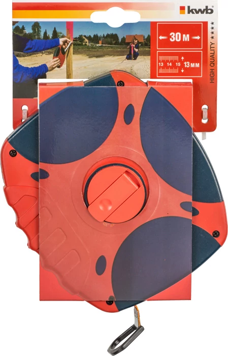 KWB PROFESSIONAL CASSETTE MEASURING TAPE üvegszálas mérőszalag, mindkét oldalra nyomtatva, csuklópánttal, 2-komponensű műanyag ház, visszatekercselő fogantyú, EG típusjóváhagyással, III. 13 mm x 30 m   49063230