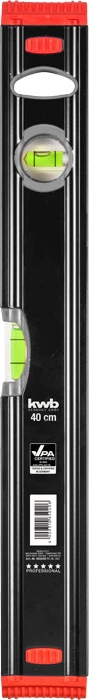 KWB PROFESSIONAL ALUMINIUM SPIRIT LEVELVPA által tesztelt és minősített precíz vízmérték függőleges és vízszintes libellákkal 400 mm  49065040
