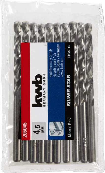 KWB EXPERT HSS-G+ SILVER STAR TWIST METAL DRILL hengeres fémfúrószár  4,5 mm  49205045