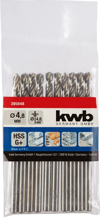 KWB EXPERT HSS-G+ SILVER STAR TWIST METAL DRILL hengeres fémfúrószár  4,8 mm  49205048