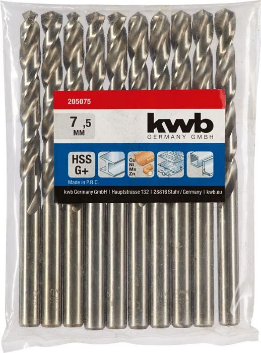 KWB EXPERT HSS-G+ SILVER STAR TWIST METAL DRILL hengeres fémfúrószár  7,5 mm  49205075