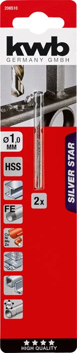 KWB EXPERT HSS-G SILVER STAR TWIST METAL DRILL bliszteres fémfúrószár  1,0 mm  49206510