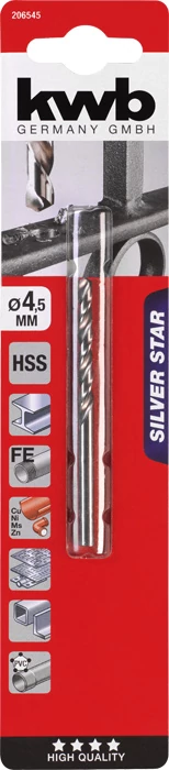 KWB EXPERT HSS-G SILVER STAR TWIST METAL DRILL bliszteres fémfúrószár  4,5 mm  49206545