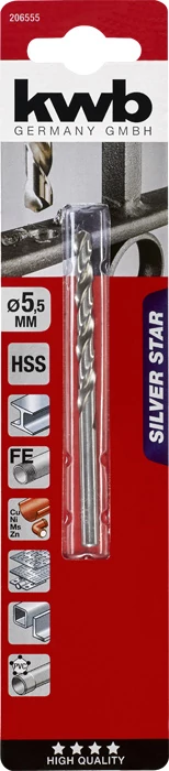KWB EXPERT HSS-G SILVER STAR TWIST METAL DRILL  bliszteres fémfúrószár  5,5 mm  49206555