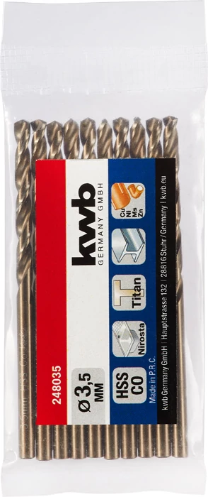 KWB PROFESSIONAL HSS-G CO TWIST METAL DRILL hengeres fémfúrószár  3,5 mm   49248035