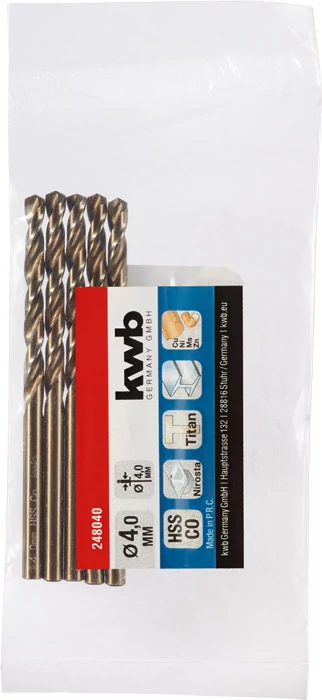 KWB PROFESSIONAL HSS-G CO TWIST METAL DRILL hengeres fémfúrószár  4,0 mm   49248040