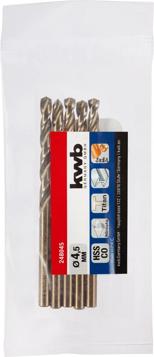 KWB PROFESSIONAL HSS-G CO TWIST METAL DRILL hengeres fémfúrószár  4,5 mm   49248045
