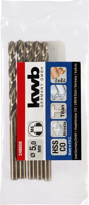 KWB PROFESSIONAL HSS-G CO TWIST METAL DRILL hengeres fémfúrószár  5,0 mm   49248050