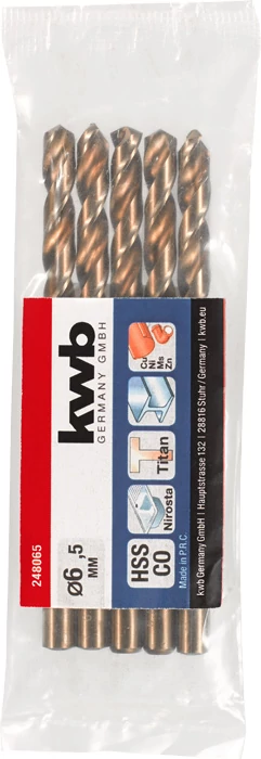 KWB PROFESSIONAL HSS-G CO TWIST METAL DRILL hengeres fémfúrószár  6,5 mm    49248065