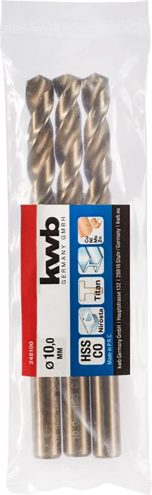 KWB PROFESSIONAL HSS-G CO TWIST METAL DRILL hengeres fémfúrószár 10,0 mm   49248100