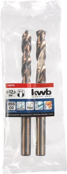 KWB PROFESSIONAL HSS-G CO TWIST METAL DRILL hengeres fémfúrószár  12,0 mm   49248120