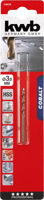 KWB PROFESSIONAL HSS-G CO TWIST METAL DRILL bliszteres fémfúrószár  3,0 mm    49248630