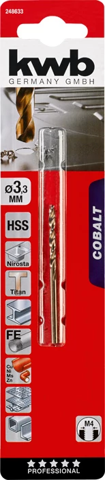 KWB PROFESSIONAL HSS-G CO TWIST METAL DRILL bliszteres fémfúrószár  3,3 mm    49248633
