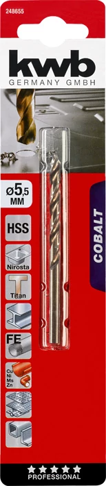 KWB PROFESSIONAL HSS-G CO TWIST METAL DRILL bliszteres fémfúrószár  5,5 mm    49248655