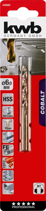 KWB PROFESSIONAL HSS-G CO TWIST METAL DRILL bliszteres fémfúrószár  6,0 mm  49248660