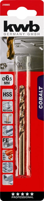 KWB PROFESSIONAL HSS-G CO TWIST METAL DRILL bliszteres fémfúrószár  6,5 mm  49248665